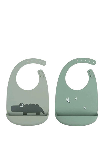 Croco Green Silicone 2-Pack Children's Bib