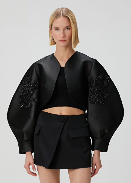 Iconic Nights Spencer Black Embellished Jacket