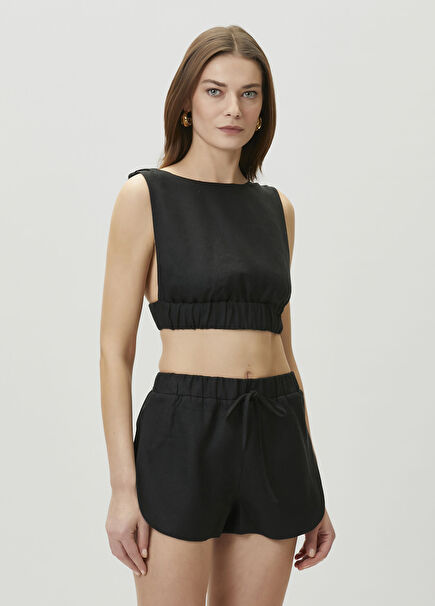 Rock Black Linen Blouse