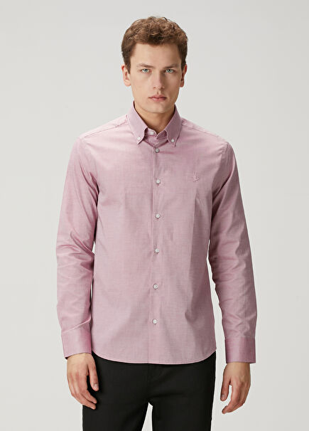 Comfort Fit White Burgundy Shirt