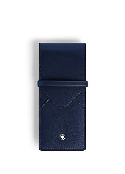 Navy Blue Leather Pencil Case