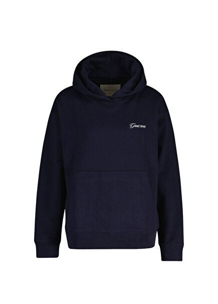 Lacivert Regular Fit Kapüşonlu Kadın Sweatshirt