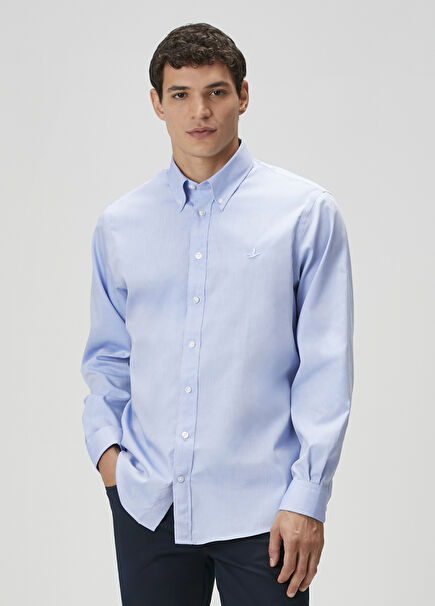 Relax Fit Koyu Mavi Non-iron Oxford Gömlek