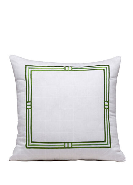 Orbis Yeşil Nakışlı Keten Kumaş Yeşil Kırlent