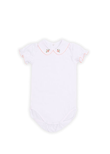Raya Short Sleeve Hand Embroidered Collar Baby Girl Body