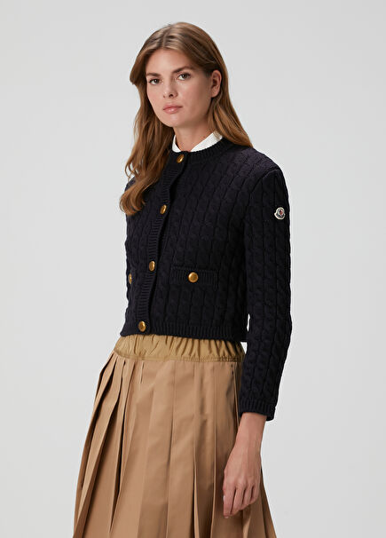 Lacivert Saç Örgü Hırka