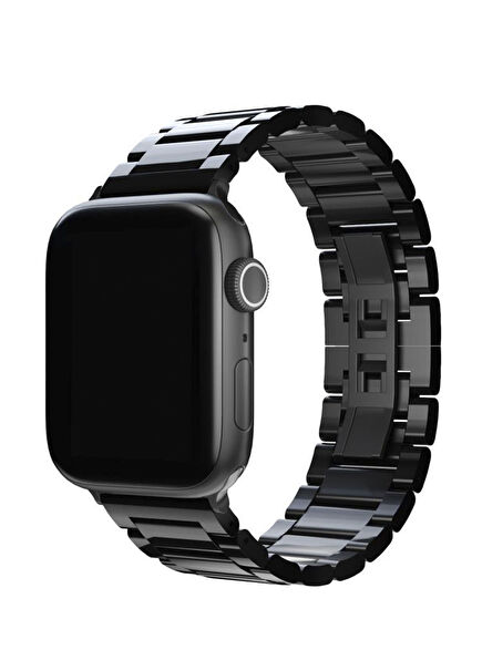 Apple Watch 38/40/41 mm Uyumlu Gloss Loop Siyah Çelik Kordon