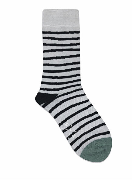 Wavy Stripes Grey Striped Women Socks