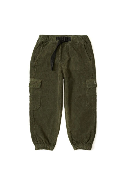 Haki Çizgi Dokulu Erkek Çocuk Spor Pantolon