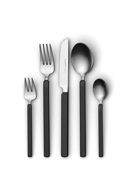 Home Belly Smoked Black Steel 20 Piece Cutlery Set