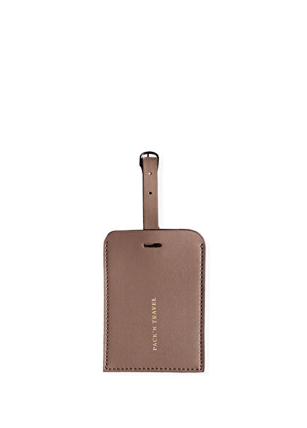 Beige Leather Luggage Tag
