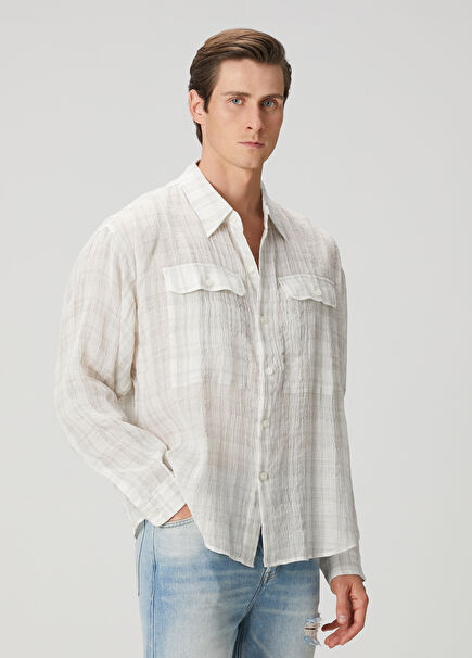 Green Plaid Patterned Flannel Shirt