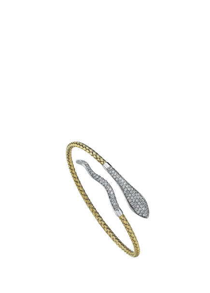 Snake Diamond Detailed Women's Gold Bracelet