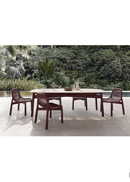 Serra Burgundy Aluminum Garden Table Set
