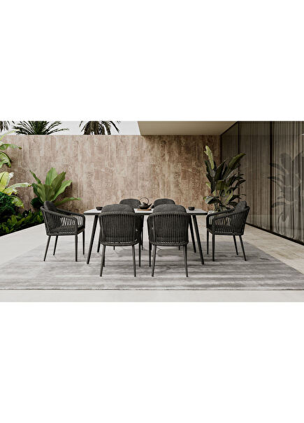 Amalfi Antrasit Alüminyum Bahçe Masa Sandalye Takımı