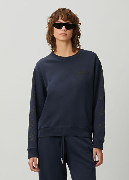 Lacivert Desenli Sweatshirt