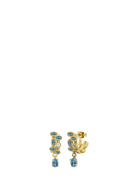 Amelia Twist Crystal Swarovski Taşlı 24 Ayar Altın Kadın Küpe