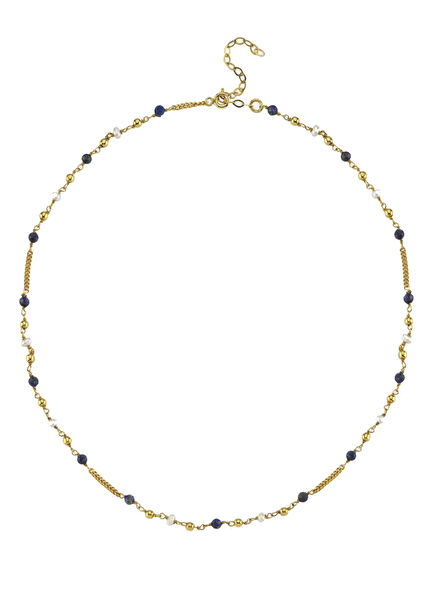 Pearl Blue Lapis Women's Silver Necklace