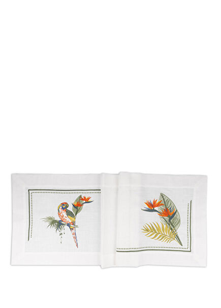 Starlight Parrot Patterned White Runner 50x170 cm