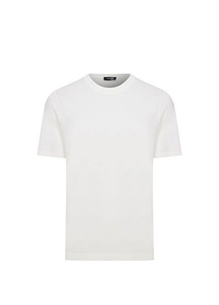 Melone White Slim Fit Short Sleeve Men's Knitwear