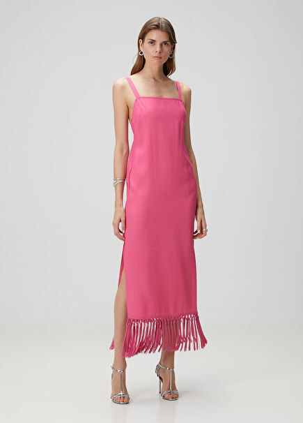 Pembe Midi Kokteyl Elbise