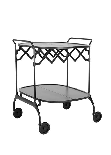 Gastone Scratch-Resistant Black Fiberglass Top Black Service Table