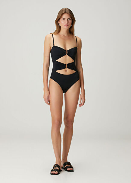 Black window detailed swimsuit
