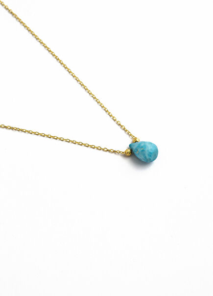 Turkuaz Aralık Doğum Taşı 925 Ayar Gümüş Üzeri 18 Ayar Altın Kaplama Kadın Kolye