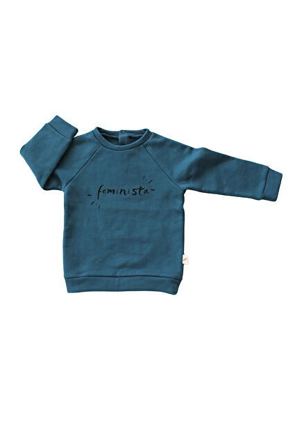 Ocean Feminista Petrol Mavi Unisex Çocuk Sweatshirt