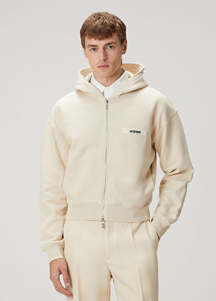 Gros Grain Kırık Beyaz Kapüşonlu Sweatshirt