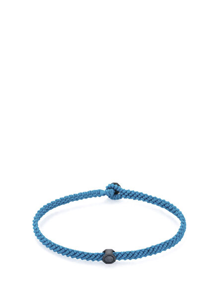 Oxide Blue Macramé Men's Silver Bracelet