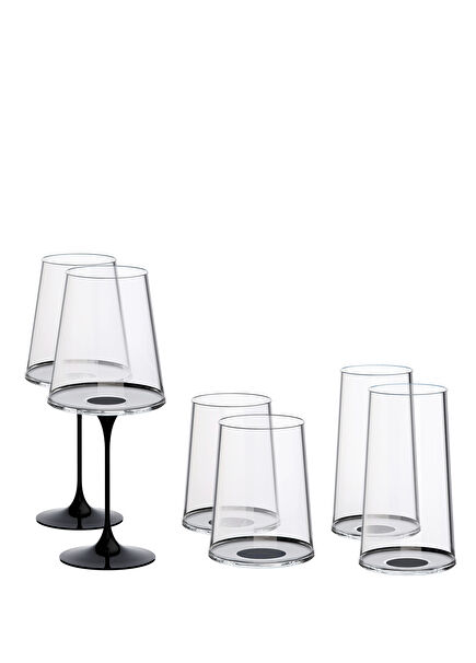 Split Glass Black Glass Set of 6 Glasses