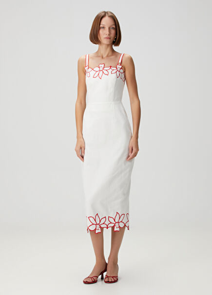 Liliana White Floral Midi Dress