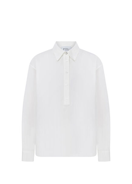 Liana Beyaz Uzun Kollu Kadın Gömlek