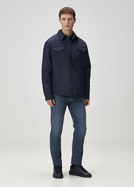 Lacivert Desenli Kapitoneli Mont