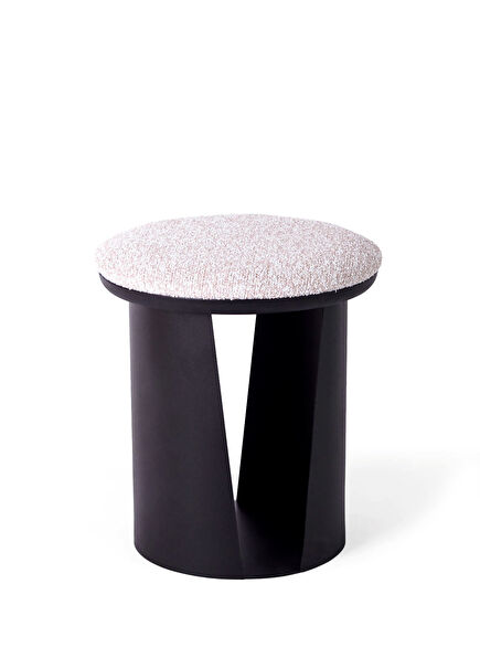 Mush Black Mink Beige Metal Cylinder Stool