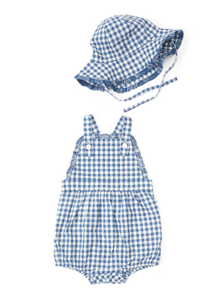 Mavi Kareli 2li Kız Bebek Set