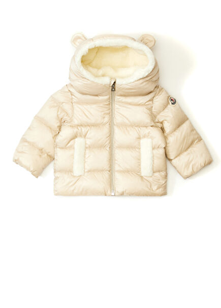Bej Kapüşonlu Erkek Bebek Ceket