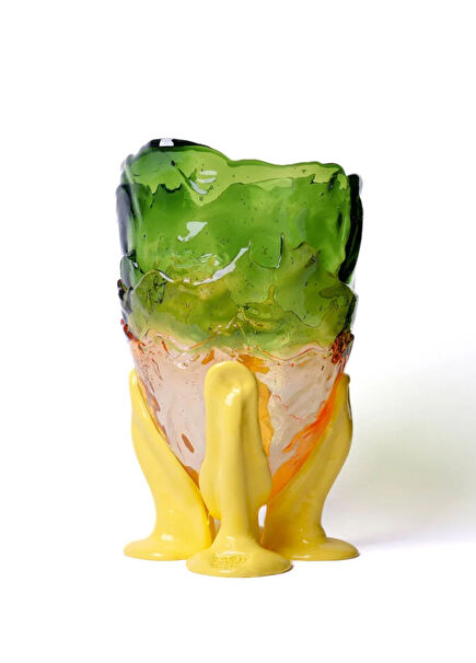 Clear M Yellow Green Vase