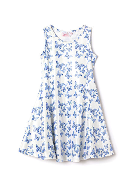 Bleu Blanc Butterfly Girls Dress