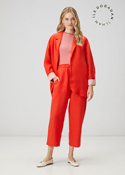Slouchy Red Linen Pants