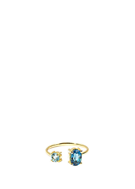 Deep Sea Ring London Blue Topaz and Aquamarine 14 Ayar Yellow Gold Kadın Altın Yüzük
