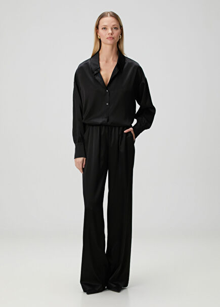 Black Satin Pajama Pants