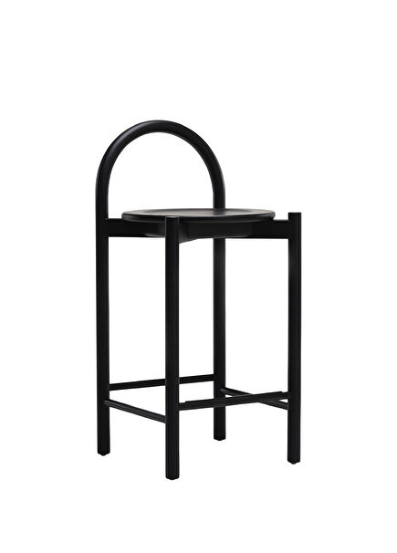 Thea Siyah Masif Ahşap Bar Sandalyesi