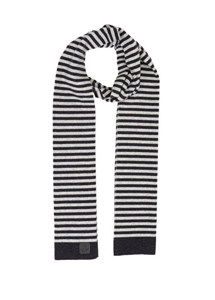 Black Grey Striped Men's Knit Scarf