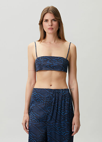 Nagara Lacivert Crop Bluz