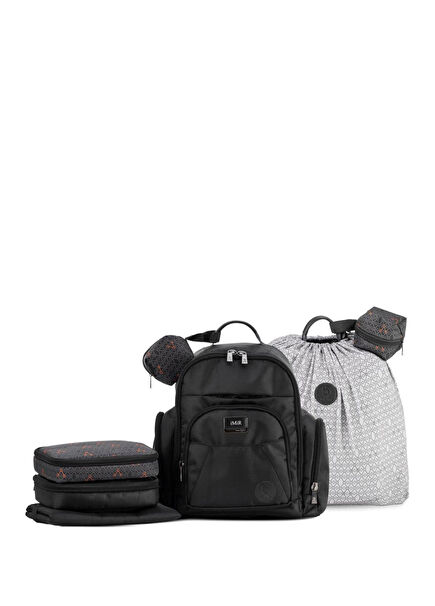 Siyah Çok Fonksiyonlu Anne Baba ve Bebek Bakım Sırt Çantası