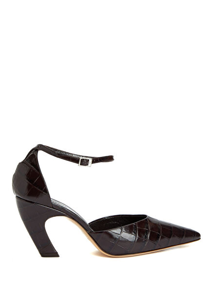 Victoria Koyu Kahverengi Deri Topuklu Ayakkabı