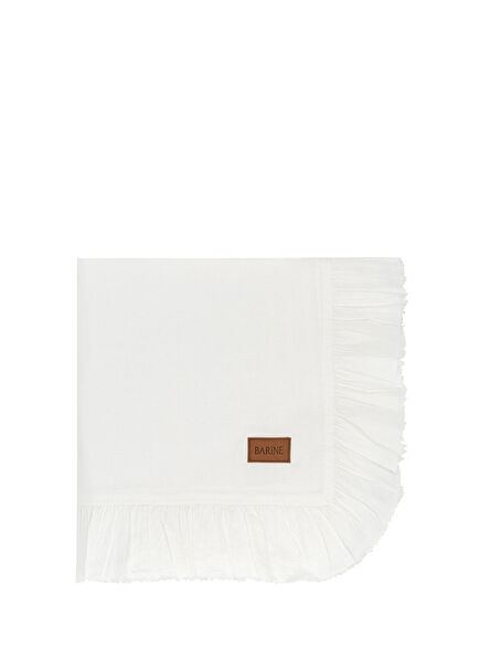 Frilled Linen Beyaz Keten Masa Örtüsü 150 x 320 cm