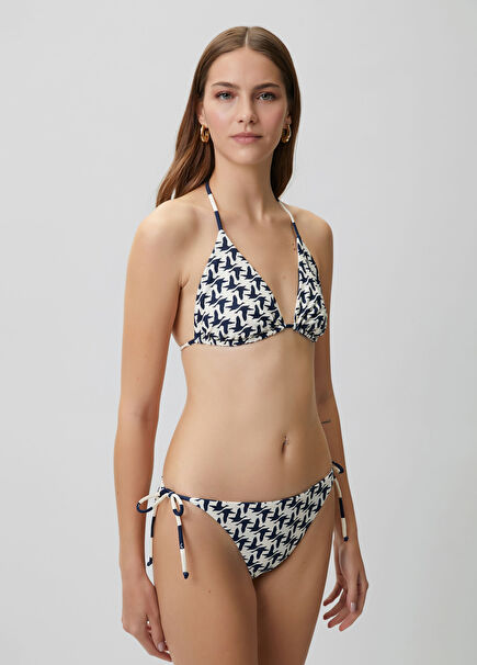 Navy blue white reversible bikini top